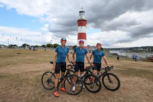 Great Britain SailGP Team athletes arrive on Plymouth Hoe after epic 450 miles cycle ride