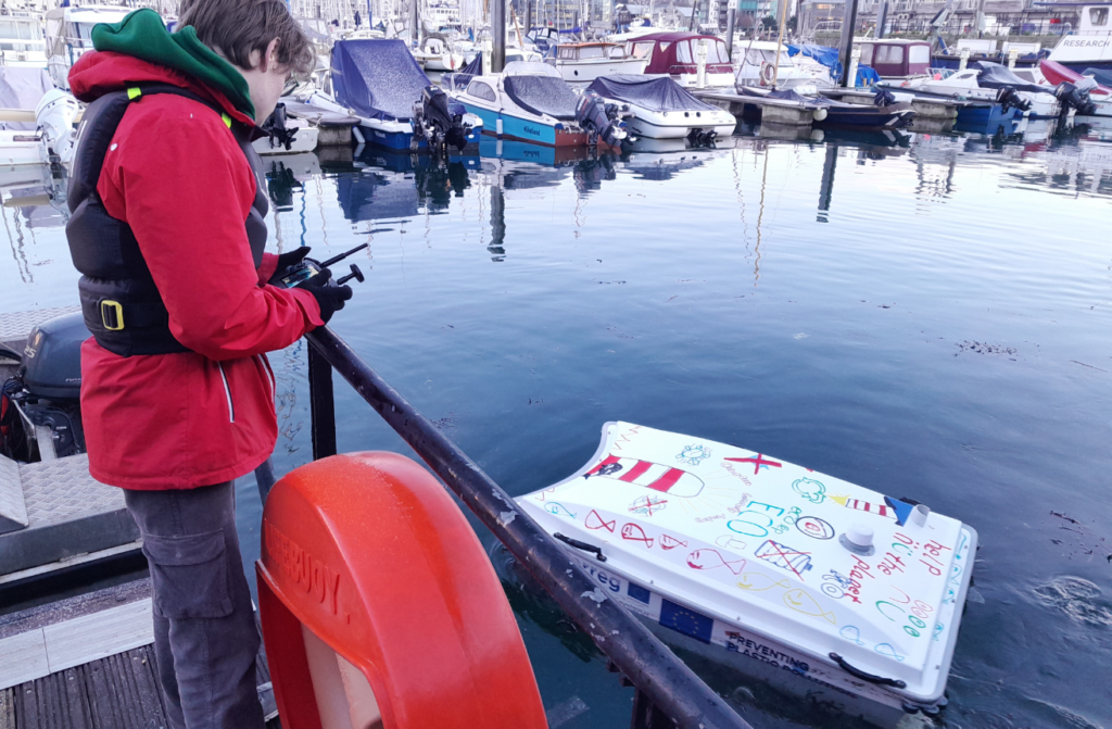 One of our NMP volunteers operating the Wasteshark in Sutton Harbour