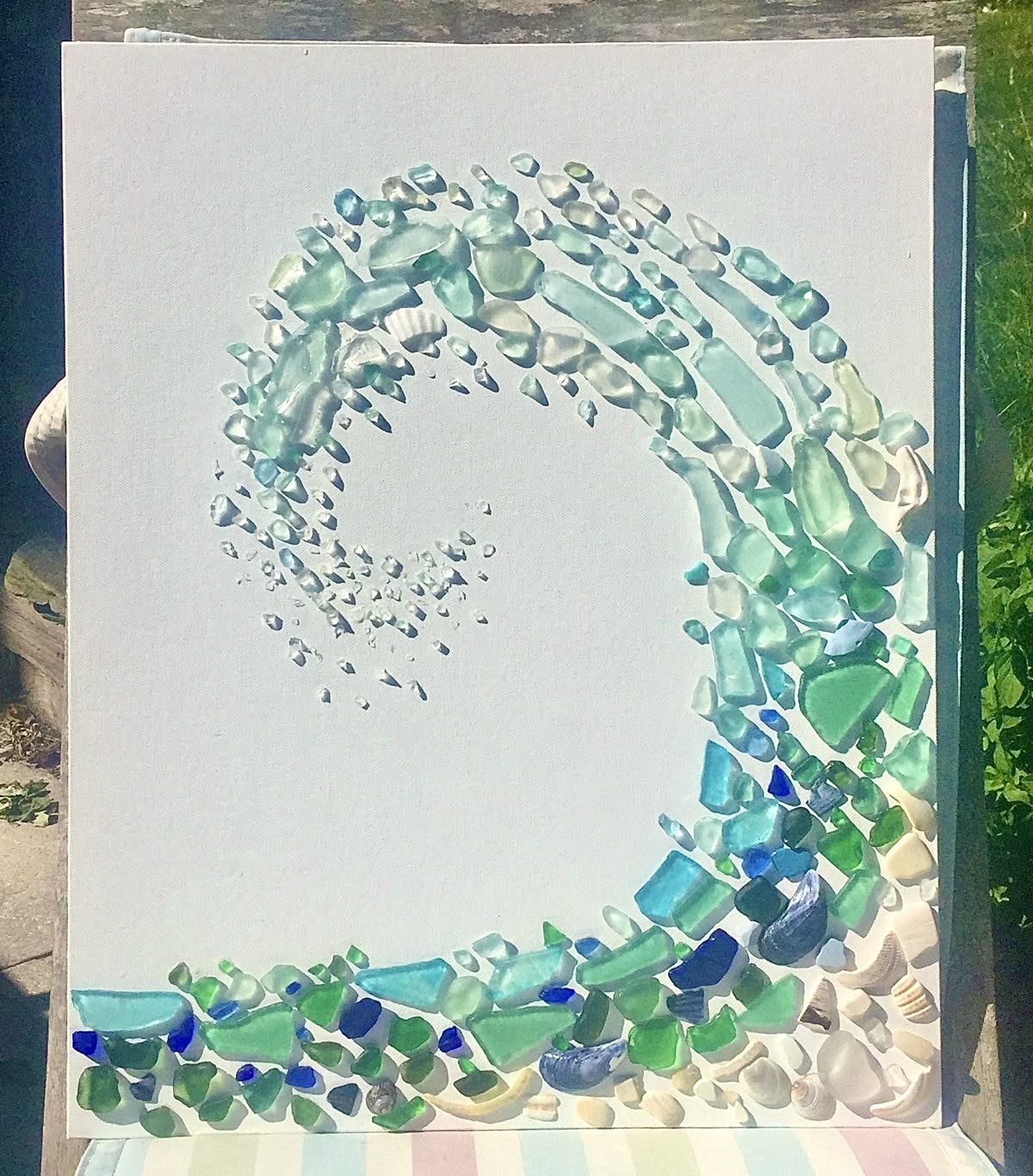 sea glass art - The Great Wave by Sarah White